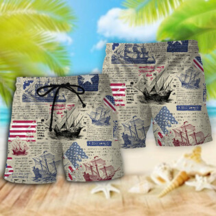 Sailing US Flag Independence Day - Beach Short - Owl Ohh - Owl Ohh