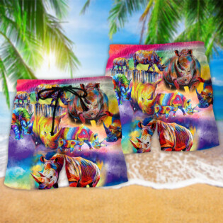 Rhino Painting Color Stop Staring At - Beach Short - Owl Ohh - Owl Ohh