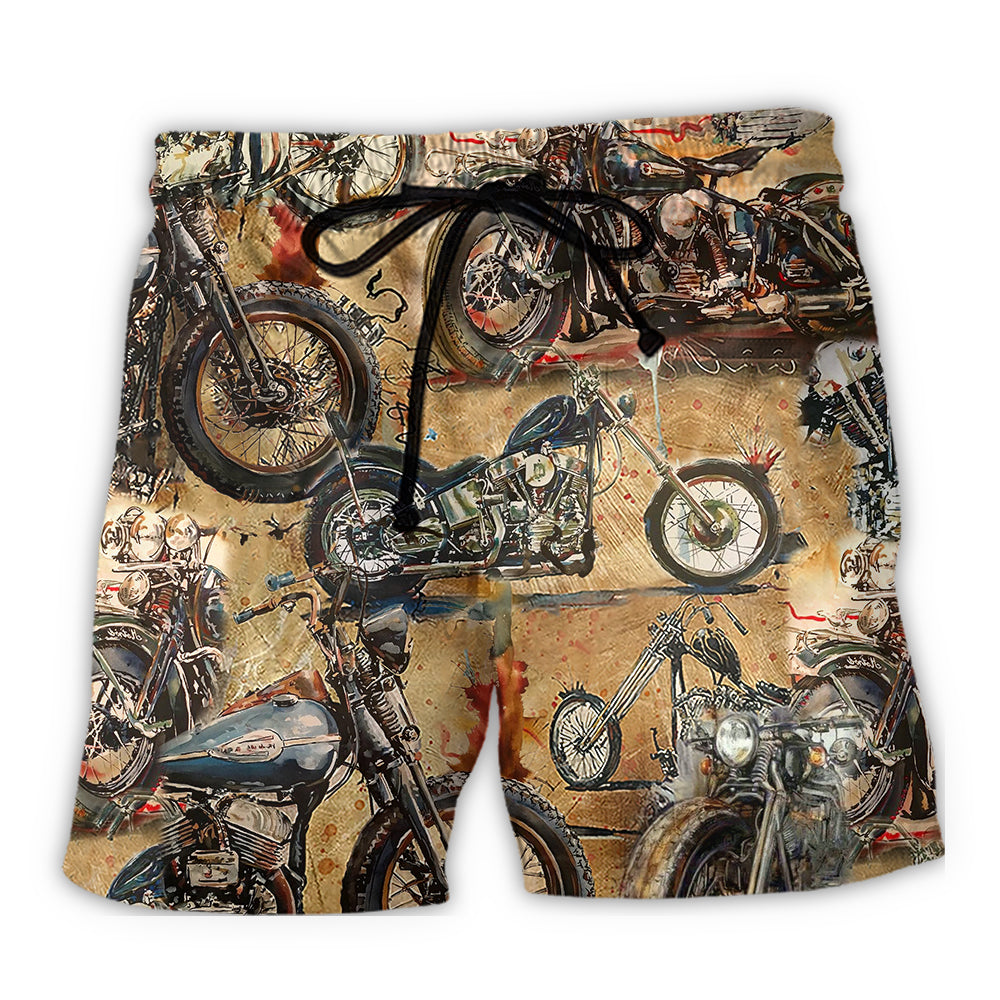 Ride And Live Today Motorcycle Vintage - Beach Short - Owl Ohh - Owl Ohh