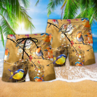 Robin Bird Floral Style - Beach Short - Owl Ohh - Owl Ohh