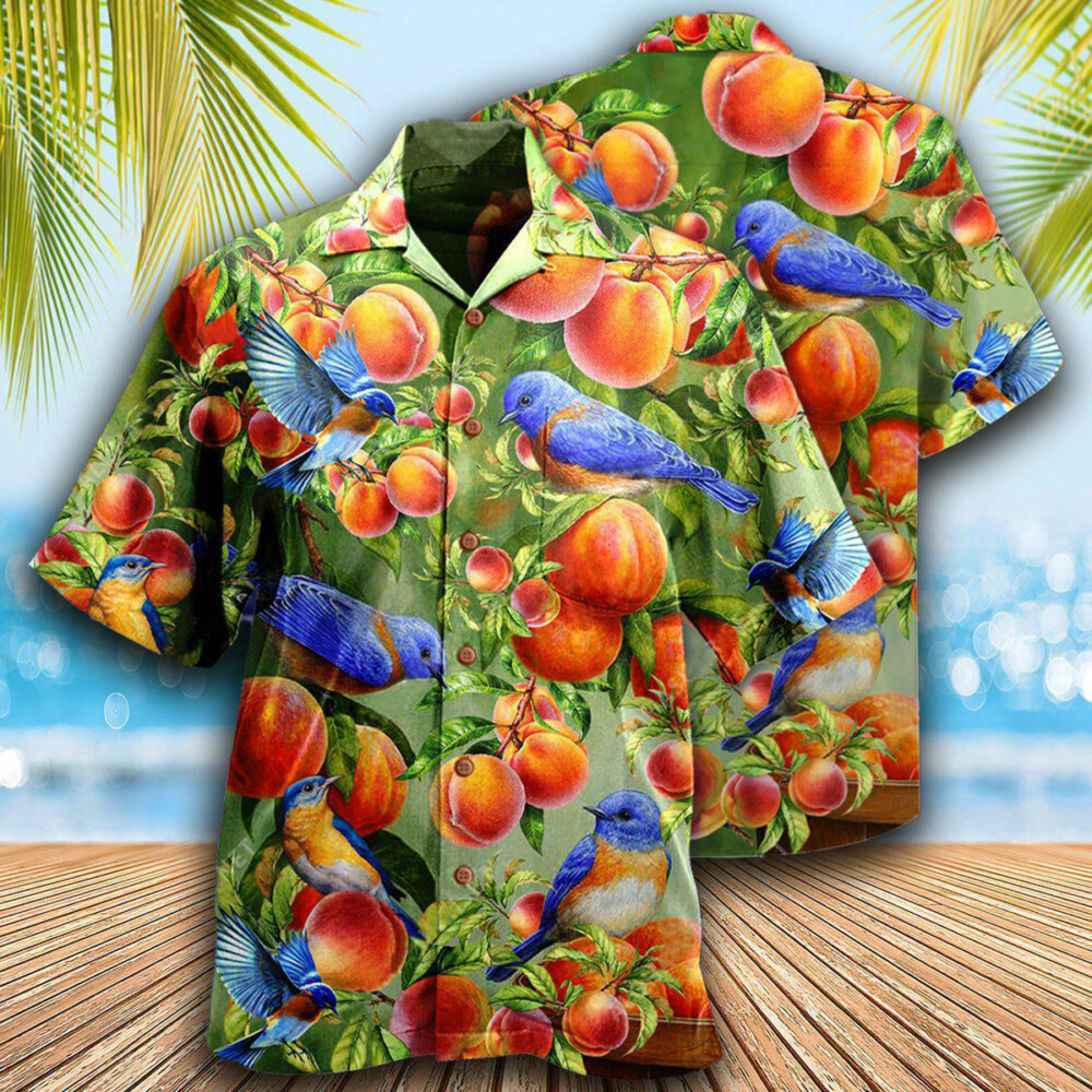 Robin Bird Something Peach Blue - Hawaiian Shirt - Owl Ohh - Owl Ohh