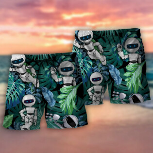 Robot Tropical Leaf Style - Beach Short - Owl Ohh