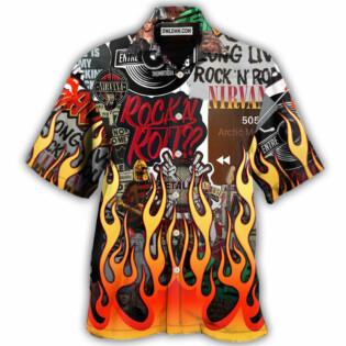 Music Rock Music Red Flame Chill - Hawaiian Shirt - Owl Ohh - Owl Ohh