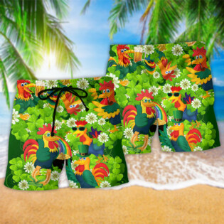 Rooster Bring Luck Shamrock - Beach Short - Owl Ohh - Owl Ohh