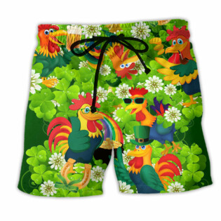 Rooster Bring Luck Shamrock - Beach Short - Owl Ohh - Owl Ohh