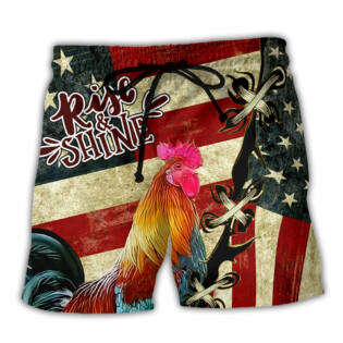 Rooster Farm America And Chicken Rise Shine - Beach Short - Owl Ohh - Owl Ohh