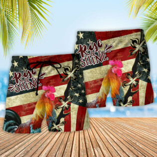 Rooster Farm America And Chicken Rise Shine - Beach Short - Owl Ohh - Owl Ohh