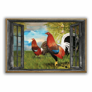 Rooster Window Blue Sky - Horizontal Poster - Owl Ohh - Owl Ohh