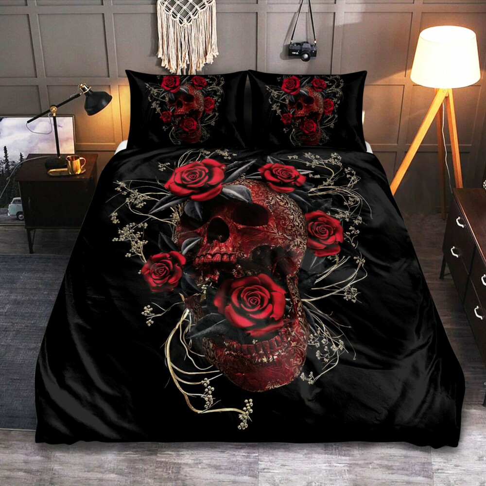Sugar Skull Rose Flowers - Bedding Cover - Owl Ohh - Owl Ohh