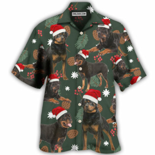 Rottweiler Green Leaf Merry Christmas - Hawaiian Shirt - Owl Ohh - Owl Ohh