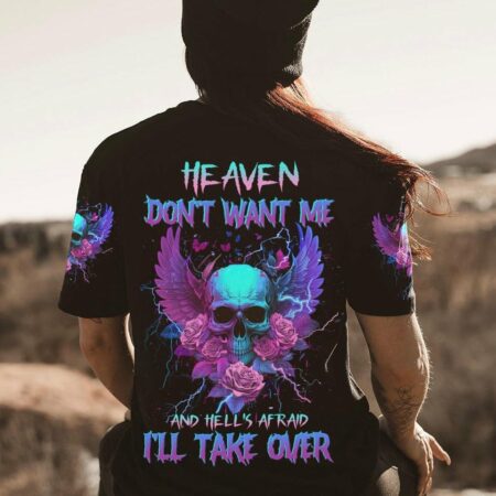 HEAVEN DON'T WANT ME SKULL WINGS ALL OVER PRINT - TLNZ2404233