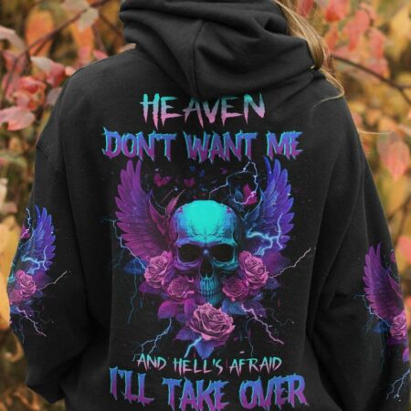 HEAVEN DON'T WANT ME SKULL WINGS ALL OVER PRINT - TLNZ2404233