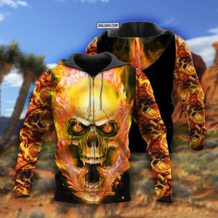 Skull on fire - Zip Hoodie - HOOD03TNH280821