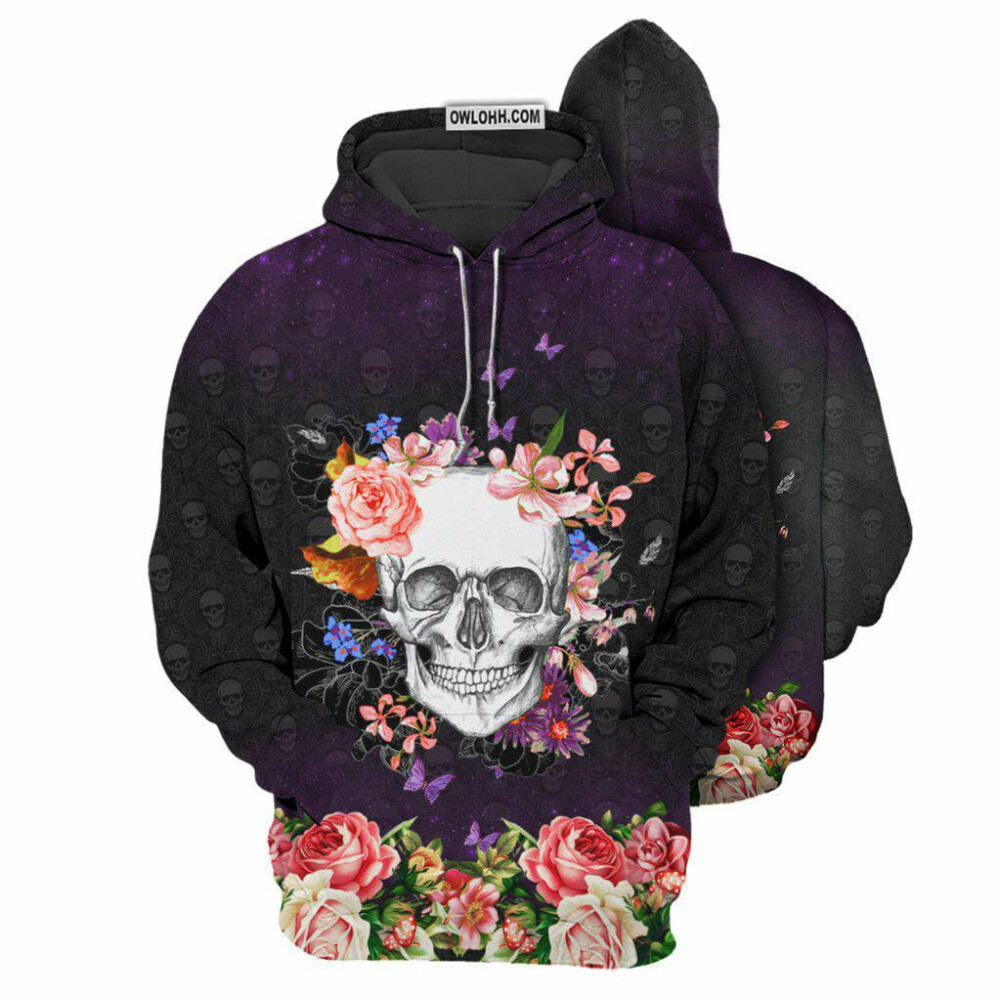 Skull happiness with flowers - Hoodie - HOOD04TNH040921