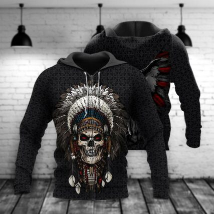 Native Skull Black Simple But Unique - Hoodie - Owl Ohh - Owl Ohh