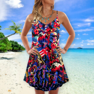 Independence Day Special Star Wars Synthwave Tropical Style - V-neck Sleeveless Cami Dress
