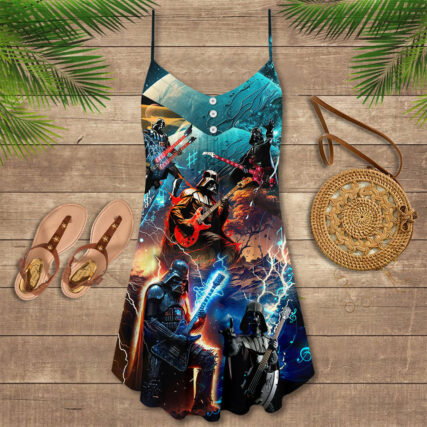 Starwars Darth Vader Playing Guitar - V-neck Sleeveless Cami Dress
