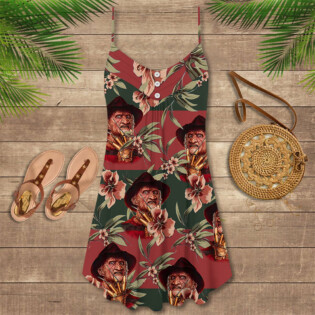Halloween Freddy Krueger Tropical Style - V-neck Sleeveless Cami Dress - Owl Ohh-Owl Ohh