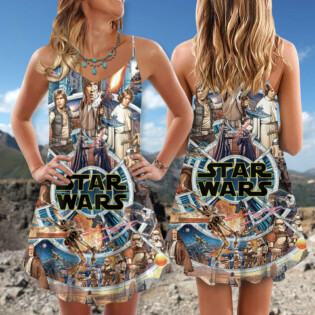 Starwars Fighting In Galaxy - V-neck Sleeveless Cami Dress - Owl Ohh-Owl Ohh