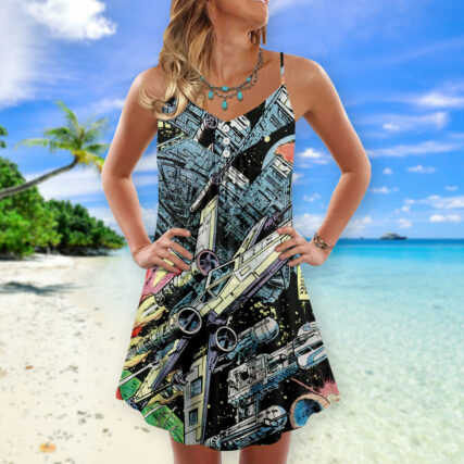 Star Wars Han Solo Spaceship - V-neck Sleeveless Cami Dress