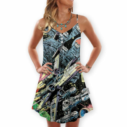 Star Wars Han Solo Spaceship - V-neck Sleeveless Cami Dress
