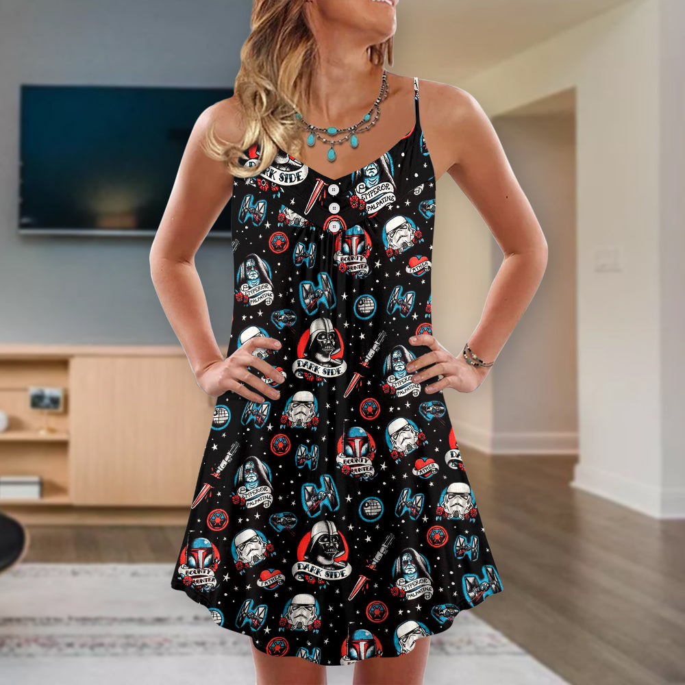 Star Wars Darth Vader Storm Trooper Dark Side Black - V-neck Sleeveless Cami Dress