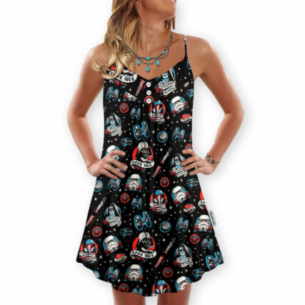 Star Wars Darth Vader Storm Trooper Dark Side Black - V-neck Sleeveless Cami Dress
