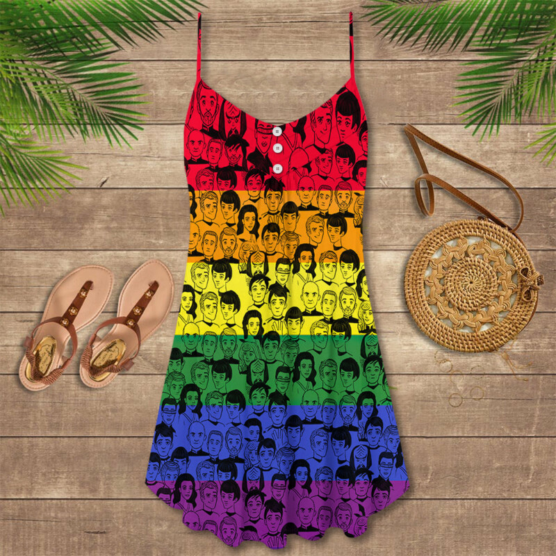 3D S.T And Faces LGBT Pride Month - V-neck Sleeveless Cami Dress - Owl Ohh-Owl Ohh