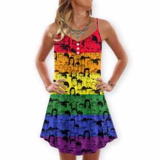 3D S.T And Faces LGBT Pride Month - V-neck Sleeveless Cami Dress - Owl Ohh-Owl Ohh