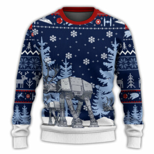 Christmas Star Wars Merry Force Be with You Christmas With AT-AT - Sweater - Ugly Christmas Sweaters