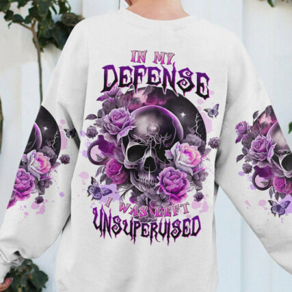 IN MY DEFENSE I WAS LEFT UNSUPERVISED SKULL ROSE MOON ALL OVER PRINT - TLTW1804234