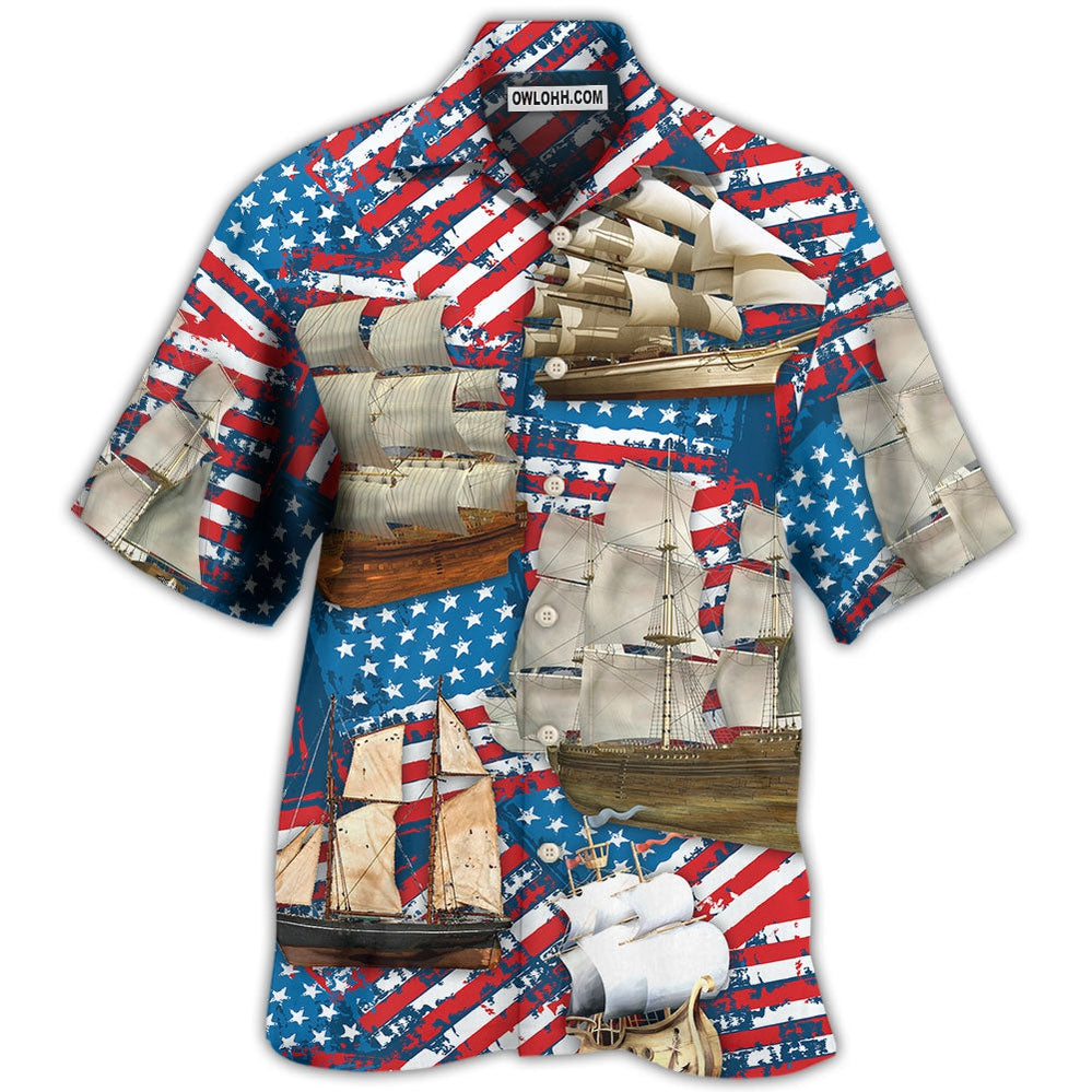 Sailing America Independence Day - Hawaiian Shirt - Owl Ohh - Owl Ohh