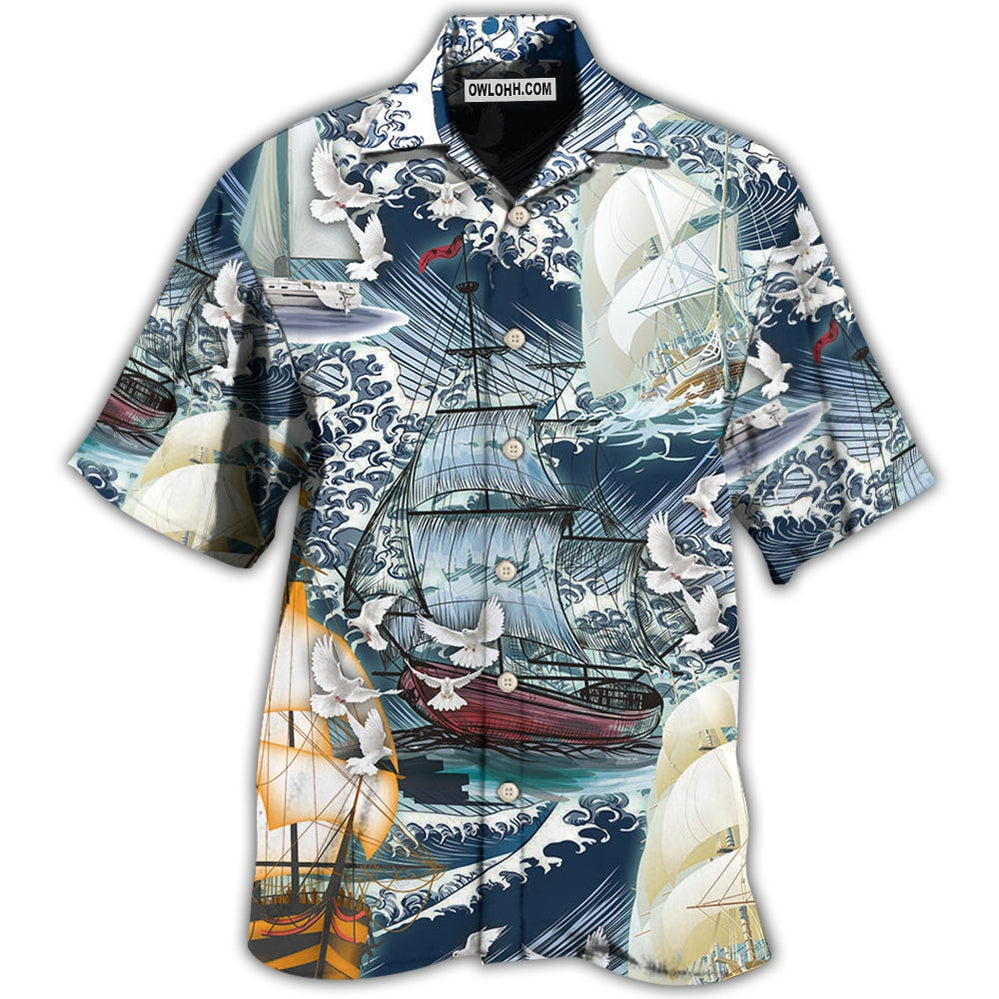 Sailing Dove Love Big Wave - Hawaiian Shirt - Owl Ohh - Owl Ohh