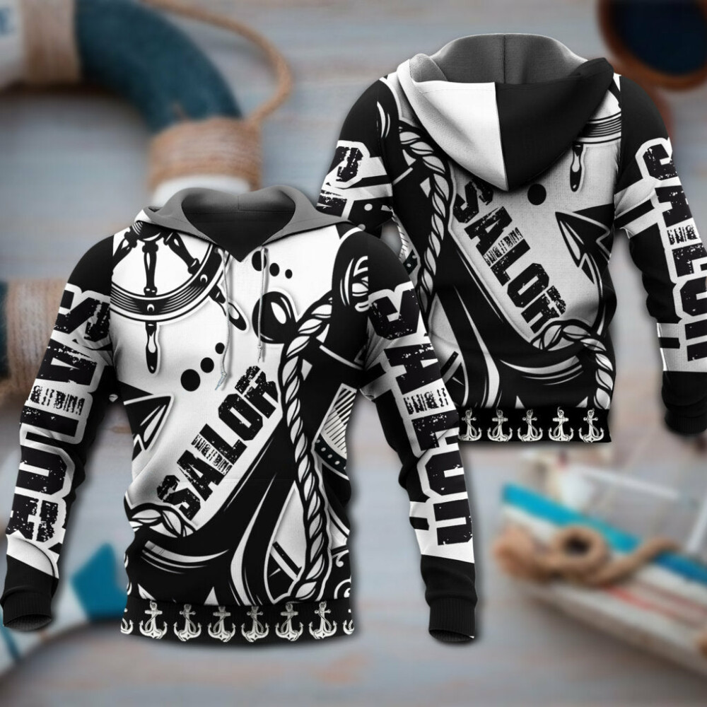 Sailor Black And White Style - Hoodie - Owl Ohh - Owl Ohh