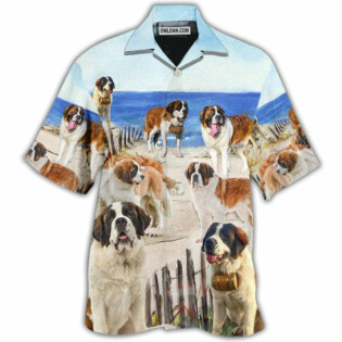 Saint Bernard Dog Funny Beach Style - Hawaiian Shirt - Owl Ohh - Owl Ohh