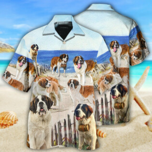 Saint Bernard Dog Funny Beach Style - Hawaiian Shirt - Owl Ohh - Owl Ohh