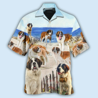 Saint Bernard Dog Funny Beach Style - Hawaiian Shirt - Owl Ohh - Owl Ohh