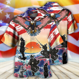 Samurai Eagle US Flag Independence Day - Hawaiian Shirt - Owl Ohh - Owl Ohh