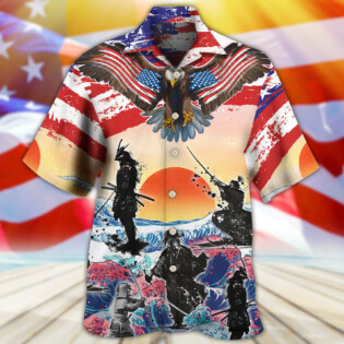 Samurai Eagle US Flag Independence Day - Hawaiian Shirt - Owl Ohh - Owl Ohh