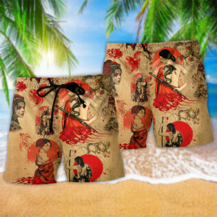 Samurai Girl Classic and Beautiful - Beach Short - Owl Ohh - Owl Ohh