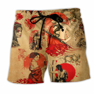 Samurai Girl Classic and Beautiful - Beach Short - Owl Ohh - Owl Ohh