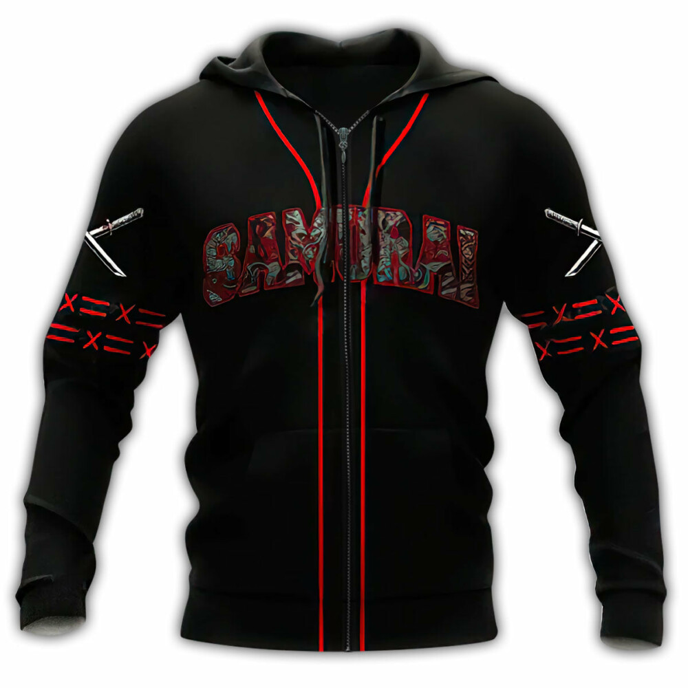 Samurai Black And Red Personalized - Hoodie - Owl Ohh - Owl Ohh