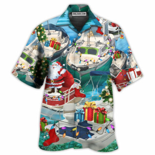 Pontoon Santa Claus's Pontoon Is Coming To Town - Hawaiian Shirt - Owl Ohh - Owl Ohh