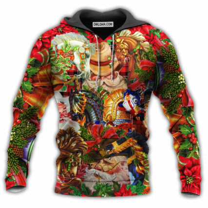 Santa Cowboy Christmas Colorful - Hoodie - Owl Ohh - Owl Ohh