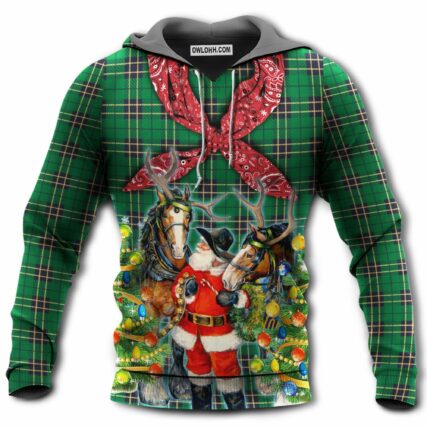 Santa Cowboy Merry Christmas - Hoodie - Owl Ohh - Owl Ohh