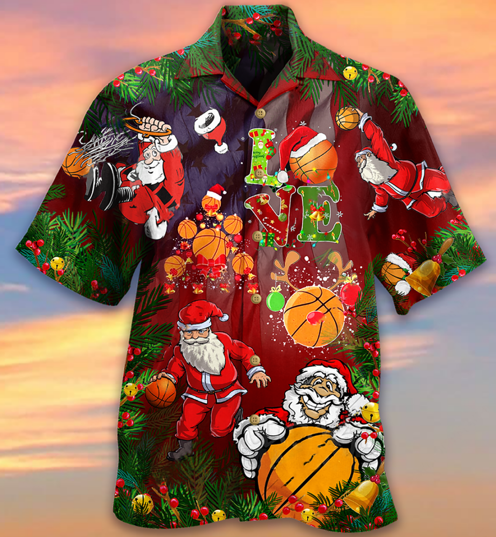 Basketball Santa Love Basketball - Hawaiian Shirt - Owl Ohh - Owl Ohh