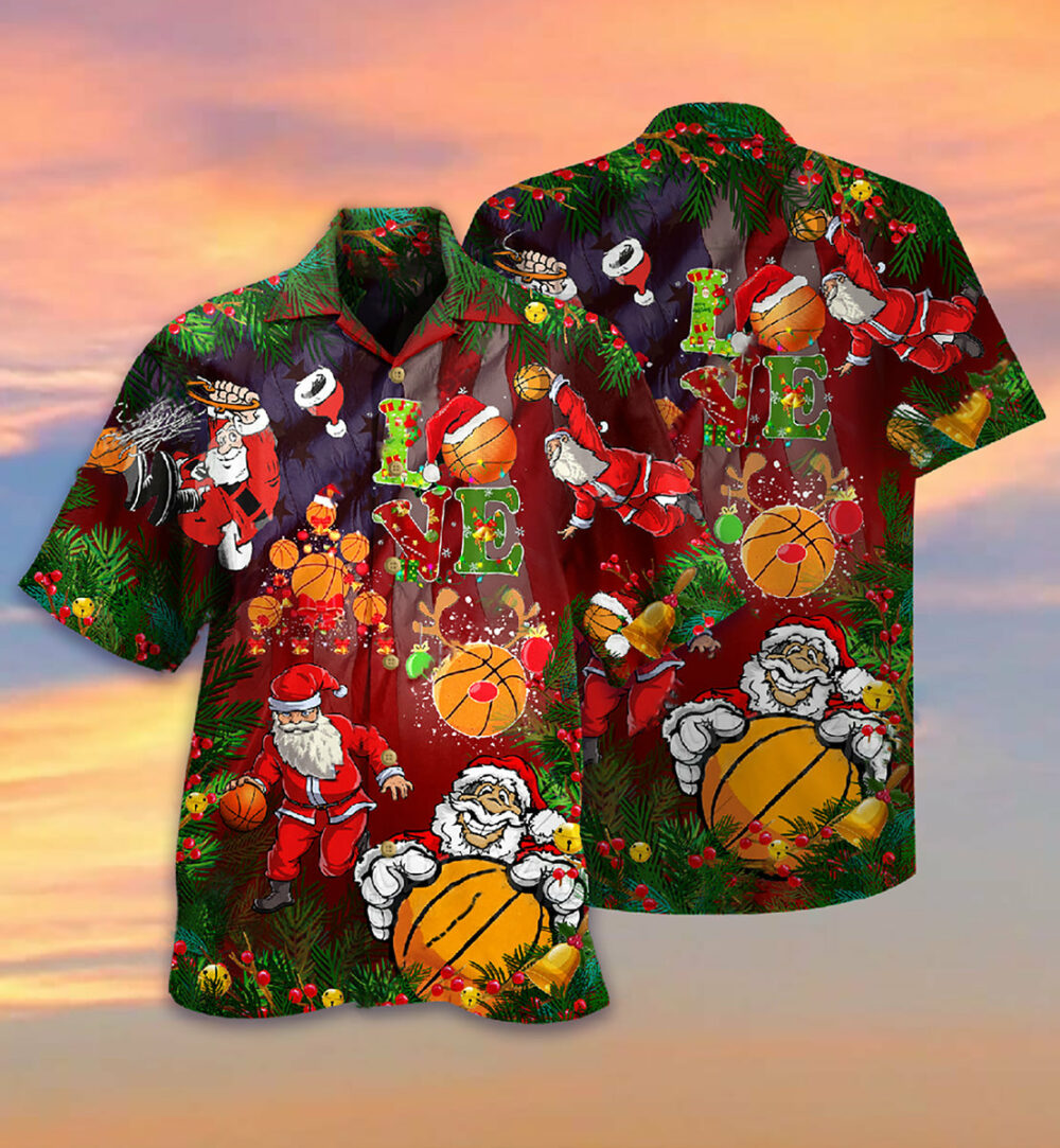 Basketball Santa Love Basketball - Hawaiian Shirt - Owl Ohh - Owl Ohh