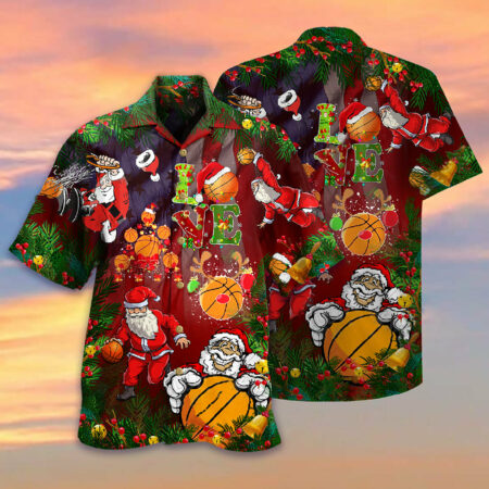 Basketball Santa Love Basketball - Hawaiian Shirt - Owl Ohh - Owl Ohh