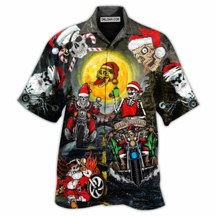 Skull Santa Skull Is Racing To You - Hawaiian Shirt - Owl Ohh - Owl Ohh