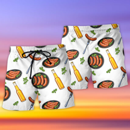 Food Sausages And Beer Big Set - Beach Short - Owl Ohh - Owl Ohh